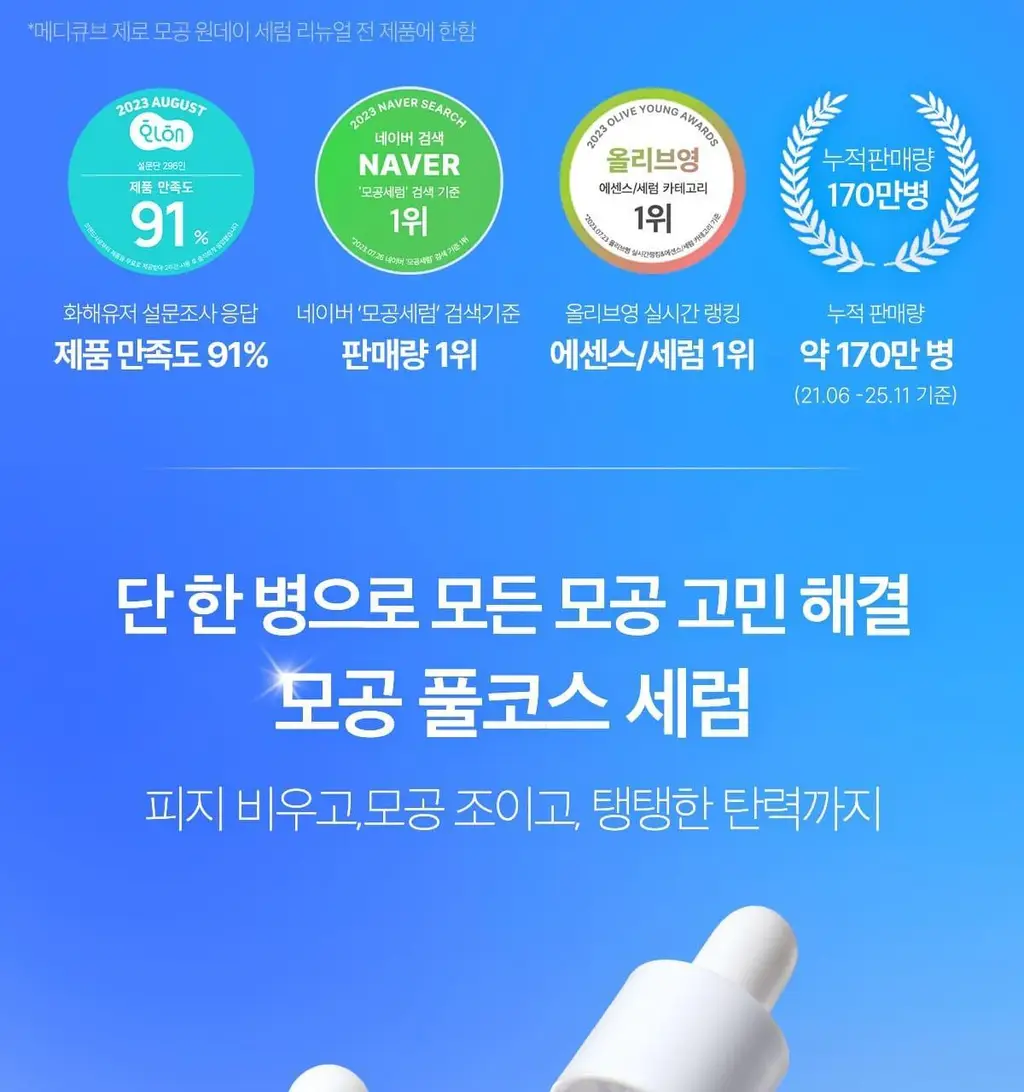[100% 리뷰이벤트/NEW] 메디큐브 제로 모공 원데이 펩타이드 세럼 30ml 상세페이지 5